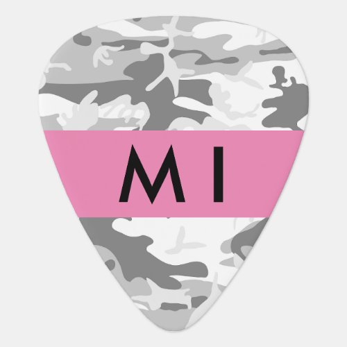 Winter Snow Gray Camouflage Your name Personalize Guitar Pick