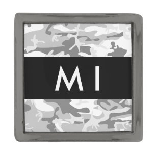 Winter Snow Gray Camouflage Your name Personalize Gunmetal Finish Lapel Pin