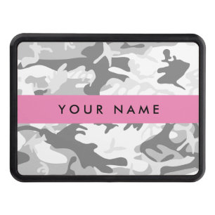 Winter Snow Gray Camouflage Your name Personalize Hitch Cover