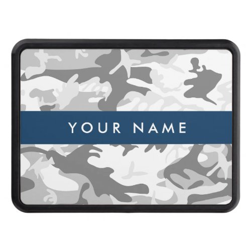 Winter Snow Gray Camouflage Your name Personalize Hitch Cover