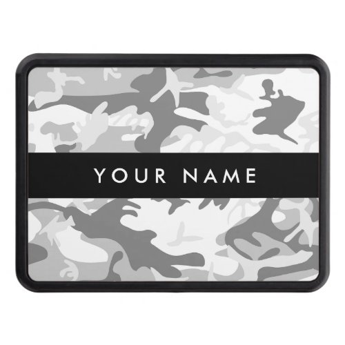 Winter Snow Gray Camouflage Your name Personalize Hitch Cover