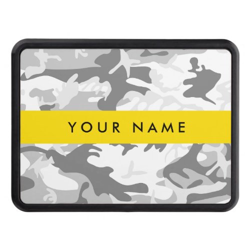 Winter Snow Gray Camouflage Your name Personalize Hitch Cover