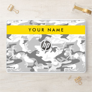 Winter Snow Gray Camouflage Your name Personalize HP Laptop Skin