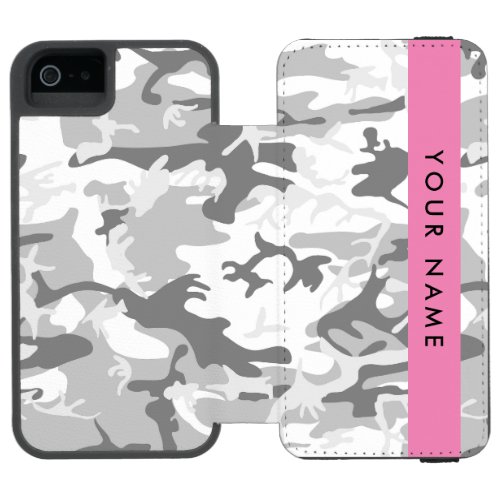Winter Snow Gray Camouflage Your name Personalize iPhone SE55s Wallet Case
