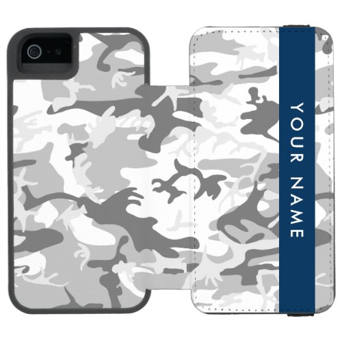 Winter Snow Gray Camouflage Your name Personalize iPhone SE55s Wallet Case