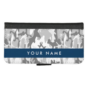 Winter Snow Gray Camouflage Your name Personalize iPhone 8/7 Wallet Case