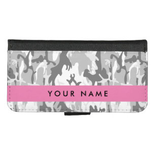Winter Snow Gray Camouflage Your name Personalize iPhone 8/7 Wallet Case