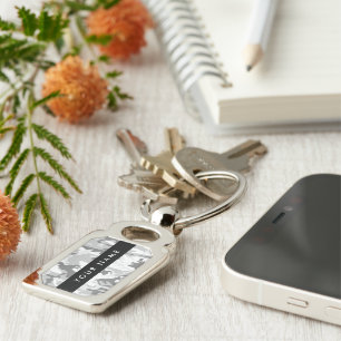 Winter Snow Gray Camouflage Your name Personalize Keychain