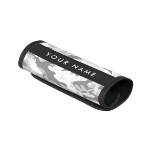 Winter Snow Gray Camouflage Your name Personalize Luggage Handle Wrap