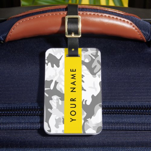 Winter Snow Gray Camouflage Your name Personalize Luggage Tag