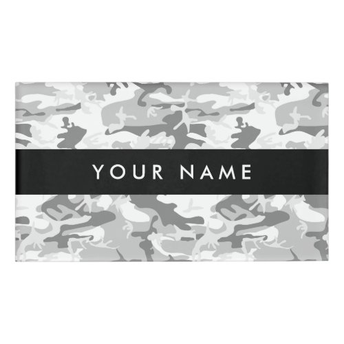 Winter Snow Gray Camouflage Your name Personalize Name Tag