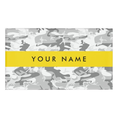 Winter Snow Gray Camouflage Your name Personalize Name Tag