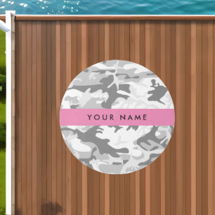 Winter Snow Gray Camouflage Your name Personalize Outdoor Rug