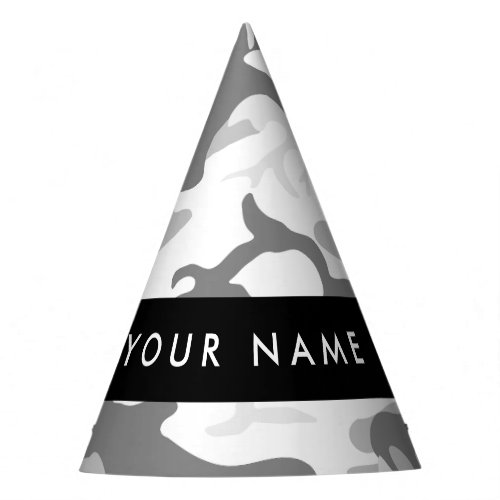 Winter Snow Gray Camouflage Your name Personalize Party Hat