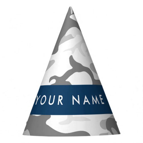 Winter Snow Gray Camouflage Your name Personalize Party Hat