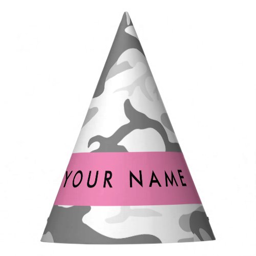 Winter Snow Gray Camouflage Your name Personalize Party Hat
