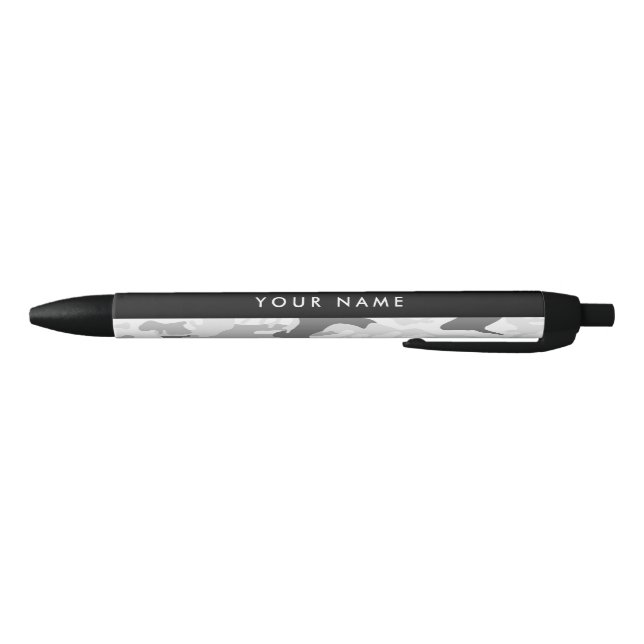 Winter Snow Gray Camouflage Your name Personalize Pen (Bottom)