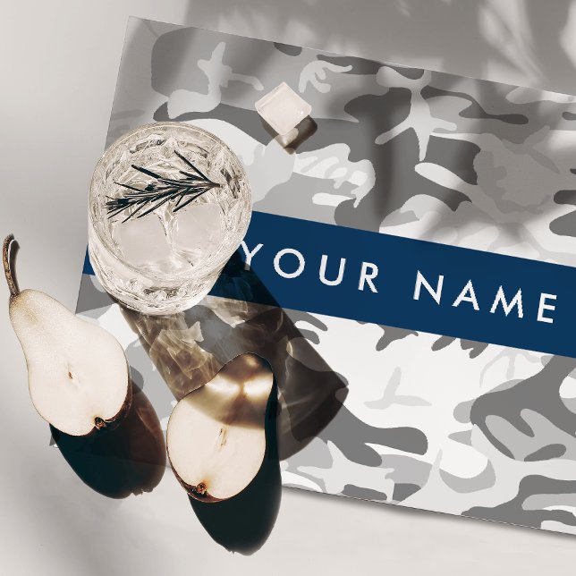 Winter Snow Gray Camouflage Your name Personalize Placemat (Creator Uploaded)