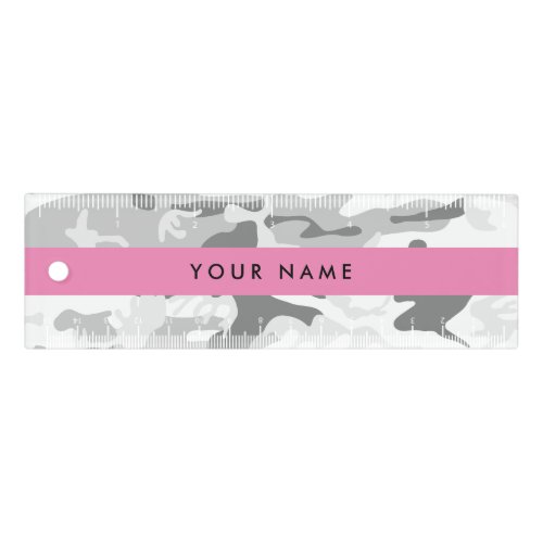 Winter Snow Gray Camouflage Your name Personalize Ruler