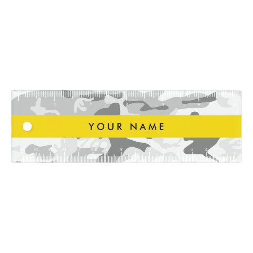 Winter Snow Gray Camouflage Your name Personalize Ruler