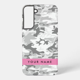 Winter Snow Gray Camouflage Your name Personalize Samsung Galaxy S22+ Case
