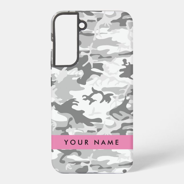 Winter Snow Gray Camouflage Your name Personalize Samsung Galaxy Case (Back)