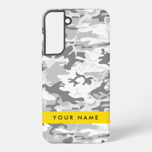 Winter Snow Gray Camouflage Your name Personalize Samsung Galaxy S22+ Case