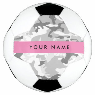 Winter Snow Gray Camouflage Your name Personalize Soccer Ball