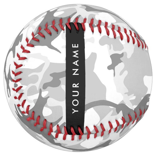 Winter Snow Gray Camouflage Your name Personalize Softball (Front Left)