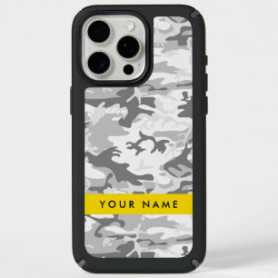 Winter Snow Gray Camouflage Your name Personalize iPhone 15 Pro Max Case