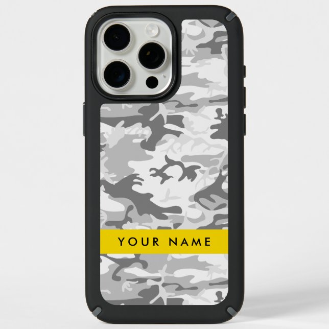 Winter Snow Gray Camouflage Your name Personalize Speck iPhone Case (Front)