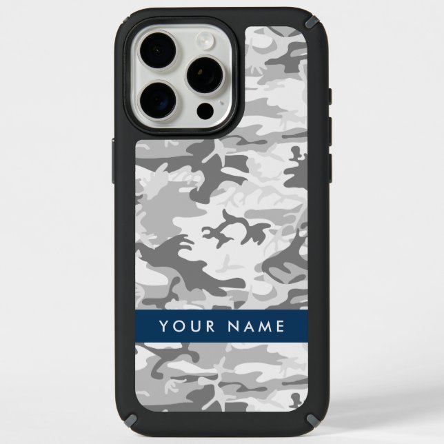 Winter Snow Gray Camouflage Your name Personalize Speck iPhone Case (Front)