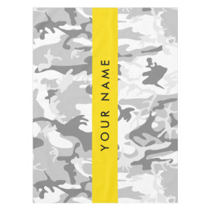 Winter Snow Gray Camouflage Your name Personalize Tablecloth