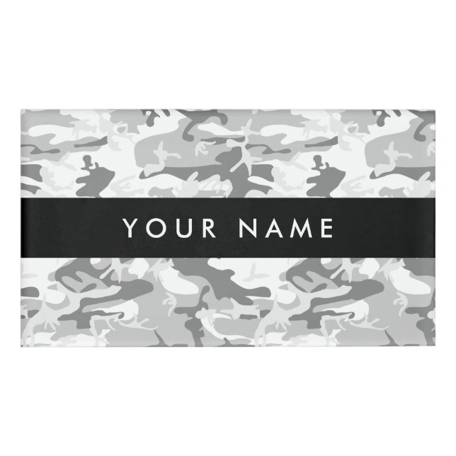 Winter Snow Gray Camouflage Your name Personalize Tag (Front)
