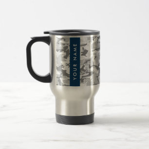 Winter Snow Gray Camouflage Your name Personalize Travel Mug