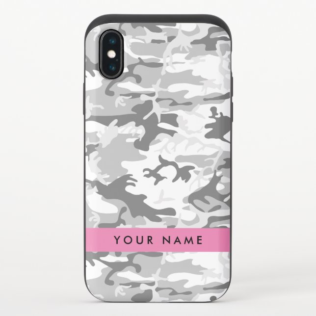 Winter Snow Gray Camouflage Your name Personalize Uncommon iPhone Case (Back)