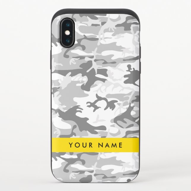 Winter Snow Gray Camouflage Your name Personalize Uncommon iPhone Case (Back)