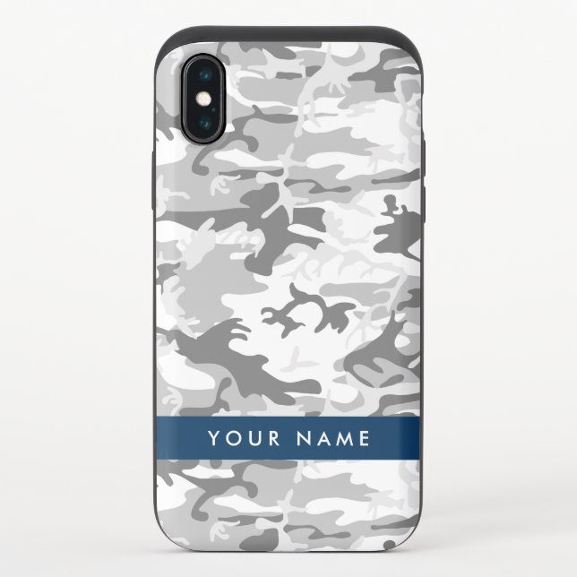 Winter Snow Gray Camouflage Your name Personalize Uncommon iPhone Case (Back)