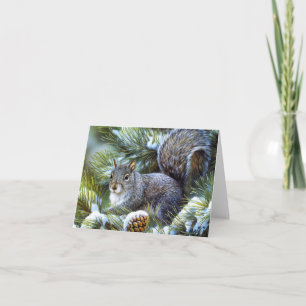 Winter Snow ... Gray (Grey) Squirrel Holiday Card