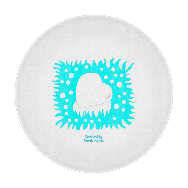 Winter Snow Heart Round Cutting Board 30.4 cm (Front)