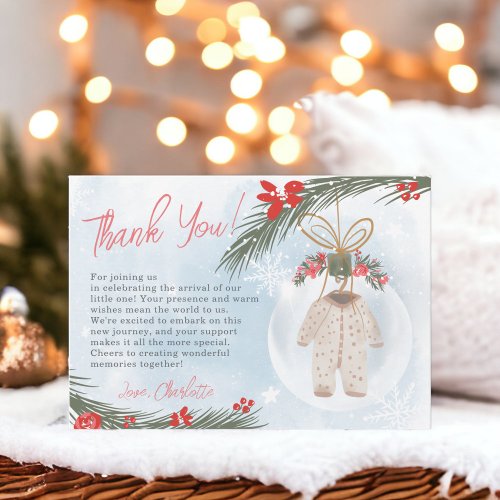 Winter snow ice Christmas baby shower Thank You Card