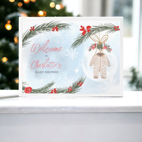 Winter snow ice Christmas baby shower welcome Poster
