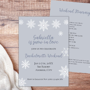 Winter Snow In Love Bachelorette Weekend Itinerary Invitation