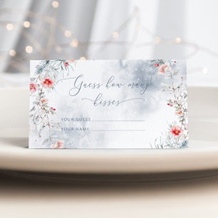 Winter Snow in Love guess how many kisses bridal Enclosure Card