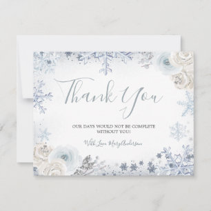 Winter Snow in Love Snowflake Bridal Shower Thank You Card