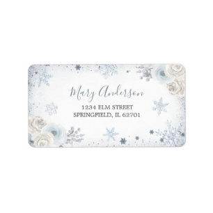 Winter Snow in Love Snowflake Shower Address Label