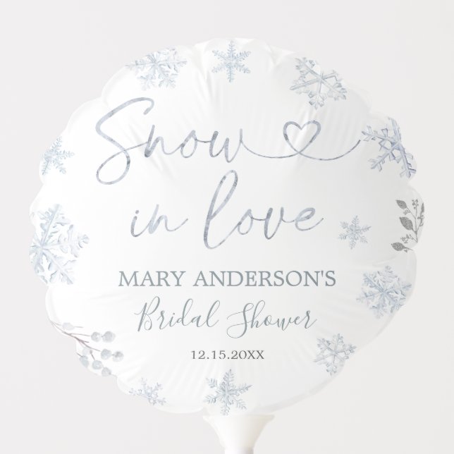 Winter Snow in Love Snowflake Shower Bridal Balloon (Front)