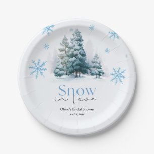 Winter Snow in Love Snowflakes Bridal Shower Paper Plates