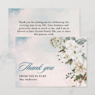 Winter snow in love white floral Bridal Shower Thank You Card