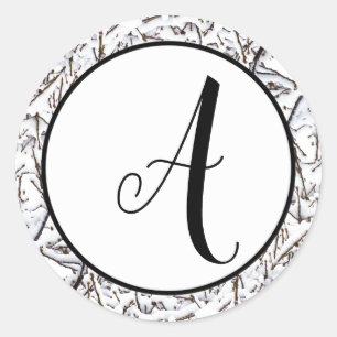 Winter Snow Initial - Circle Sticker